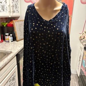 Cut Loose Navy Burnout Velvet Shirt Top XL
